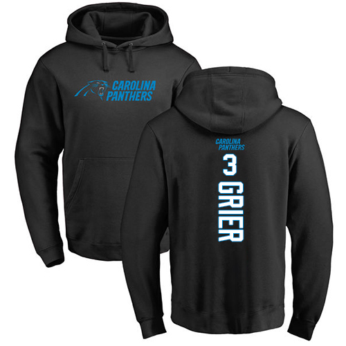 Carolina Panthers Men Black Will Grier Backer NFL Football #3 Pullover Hoodie Sweatshirts